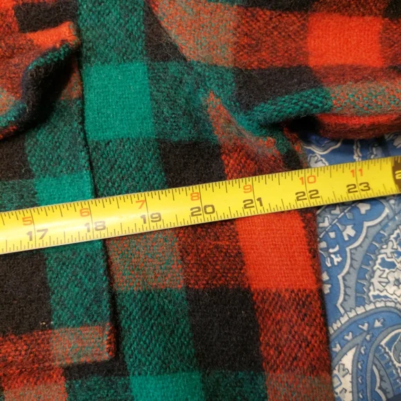 Egmont Red and Green Plaid 1/4 Zip Jacket/Pullover 100% Wool Vintage Medium - Picture 5 of 6